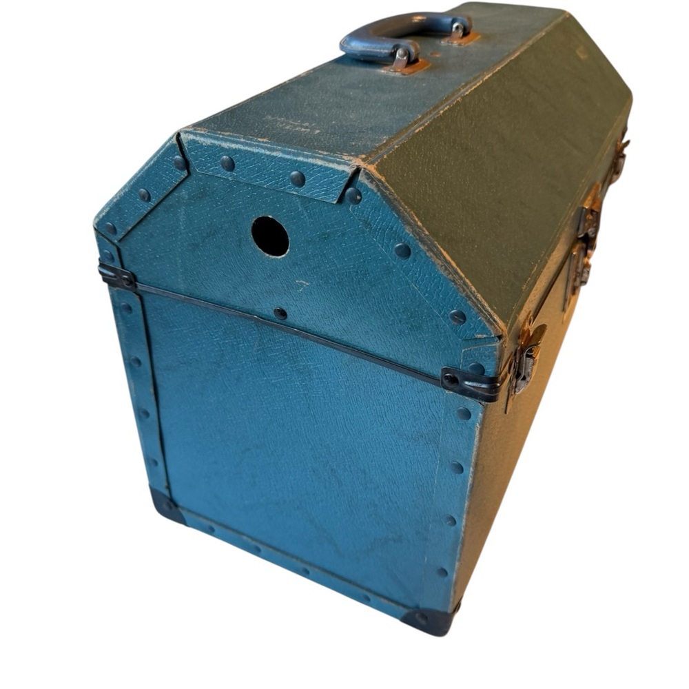 Vintage Alco Division Blue Pet Carrier Cat Dog Travel Case Trunk Tool Box RARE - Picture 12 of 13
